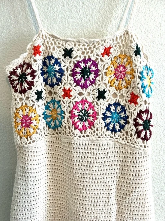 Vintage Mossimo Crochet Midi Dress Spaghetti Strap Boho Festival size Small - Picture 3 of 8